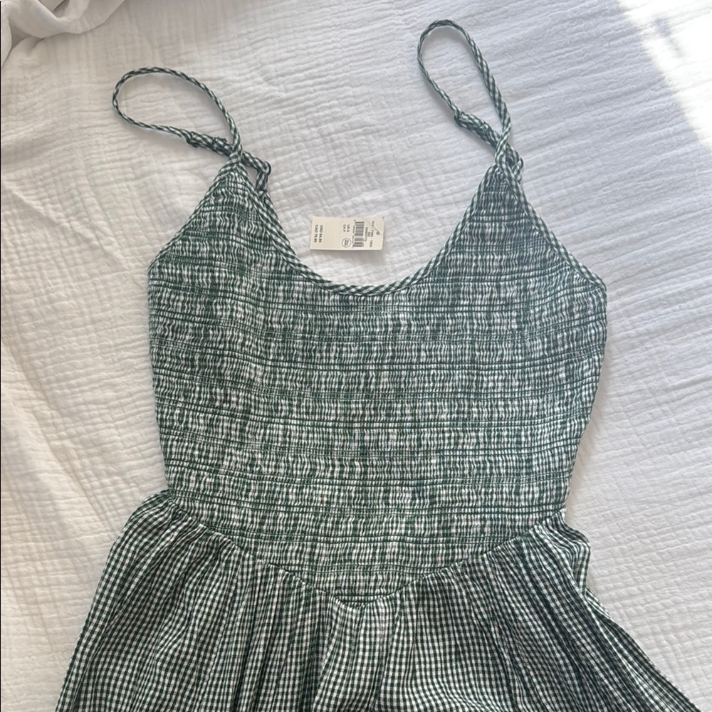 NWT Aerie Green Gingham Midi Dress